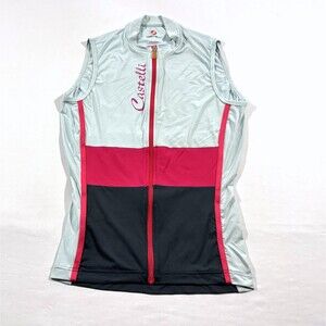Castelli Women's Protagonista Sleeveless Cycling Zip Jersey Pale Blue Pink Top S